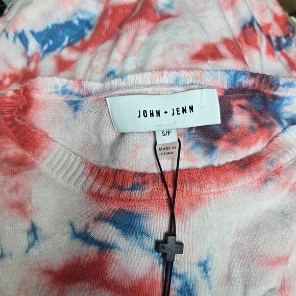 John + Jenn Chill Tie Dye Cropped Sweatshirt Lava Bust 1/2 Sleeve Size Small - Picture 6 of 8